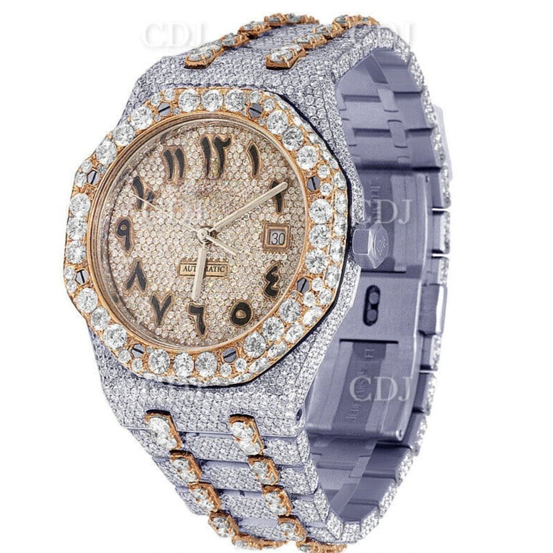 Luxury VVS Moissanite Diamond Watch Stainless Steel Gold Plated customdiamjewel