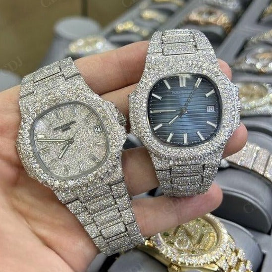 Luxurious 41MM Full White Patek Phillips Diamond Watch customdiamjewel