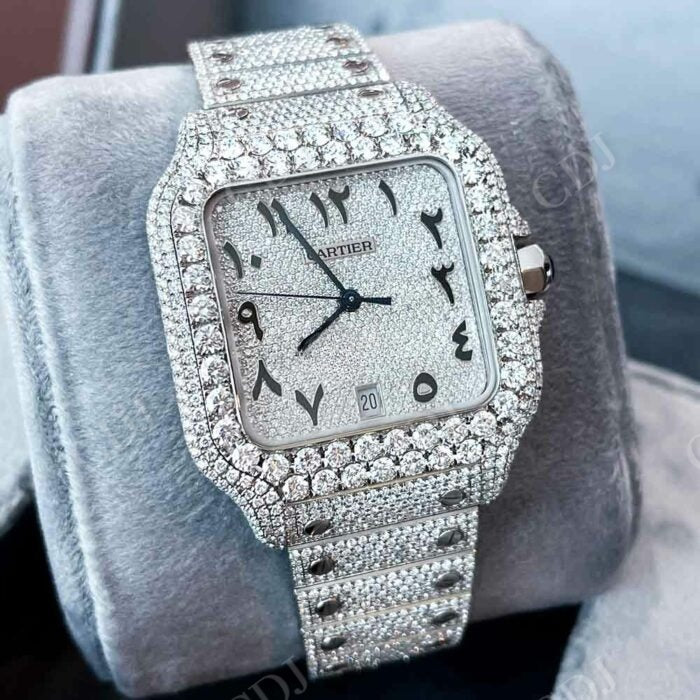 Luxury Custom Arabic Dial Diamond Cartier Watch customdiamjewel