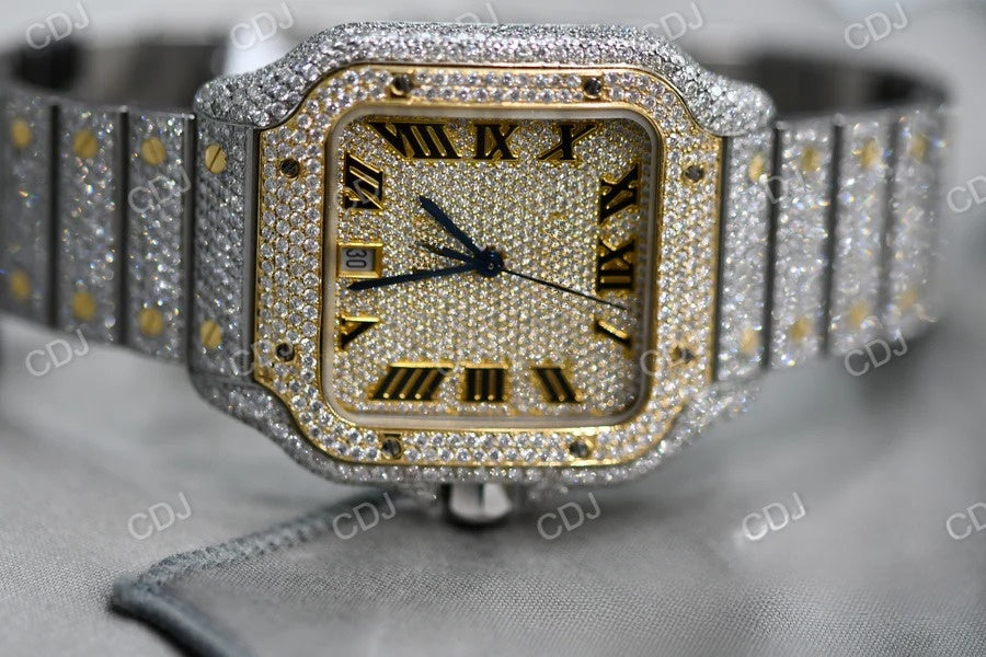 Trendy Bling Hip Hop Men's Watch Top Brand Luxury Iced Out Watch Gold Square Diamond Watch  customdiamjewel   