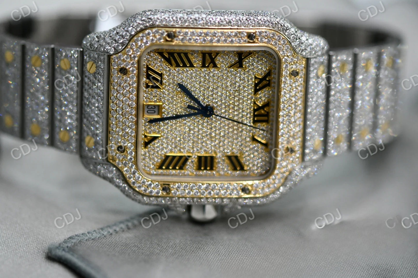 Trendy Bling Hip Hop Men's Watch Top Brand Luxury Iced Out Watch Gold Square Diamond Watch  customdiamjewel   