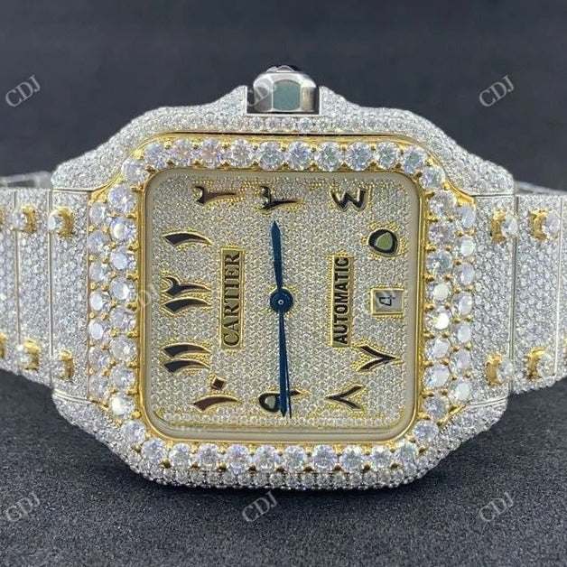 Cartier Santos Moissanite Men's Watch  customdiamjewel   