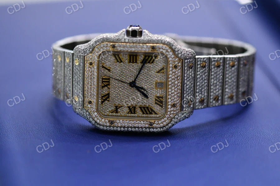 Trendy Bling Hip Hop Men's Watch Top Brand Luxury Iced Out Watch Gold Square Diamond Watch  customdiamjewel   