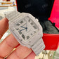 Cartier Lab Grown Diamond Hip Hop Swiss Made Automatic Buss Down Unisex Wrist Watch 28 Carat (Approx.)  customdiamjewel   