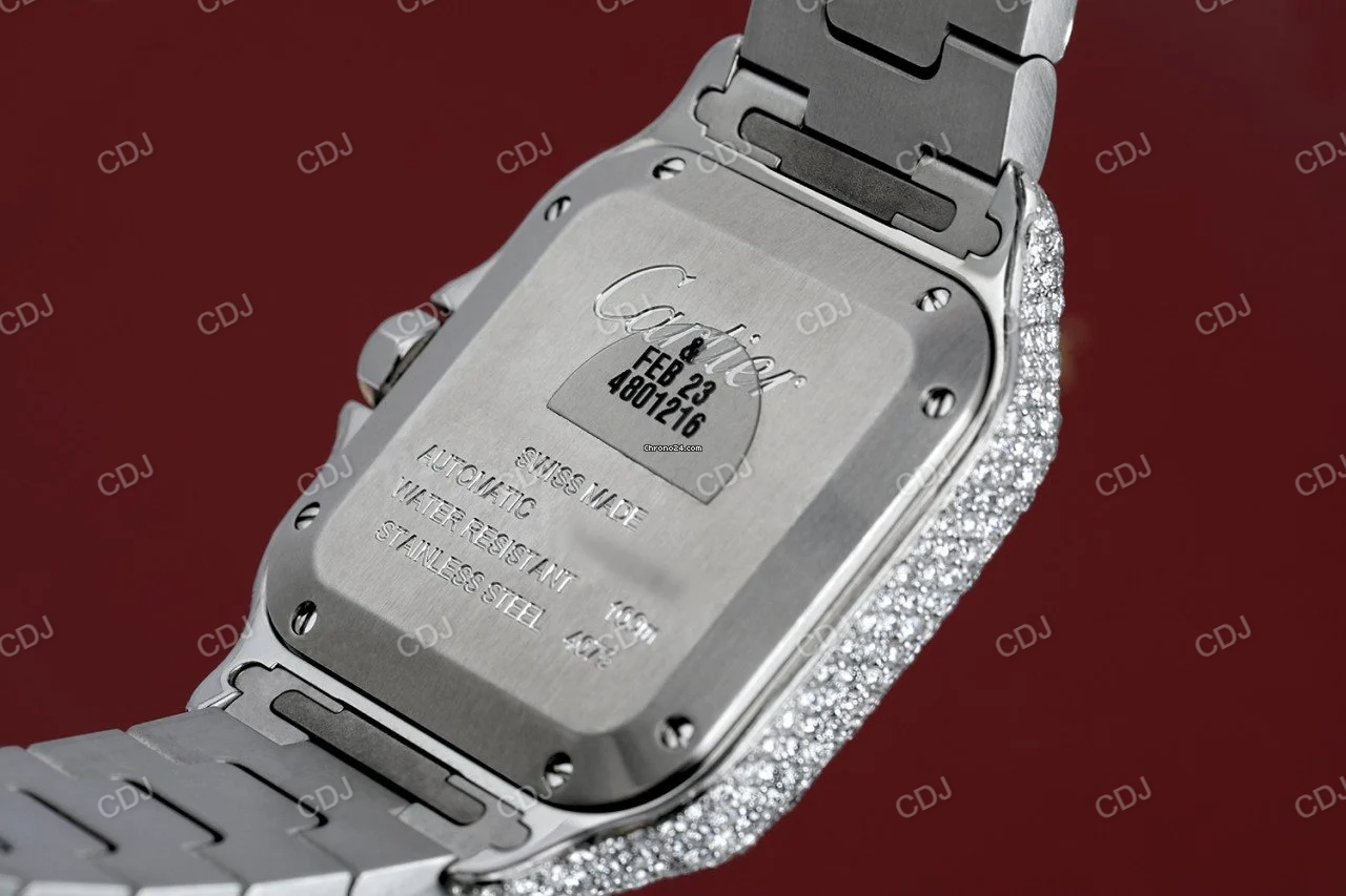 Cartier Custom Hip Hop Diamond Stainless Steel Wrist Watch White Roman Numerals Dial Swiss Automatic Watch  customdiamjewel   