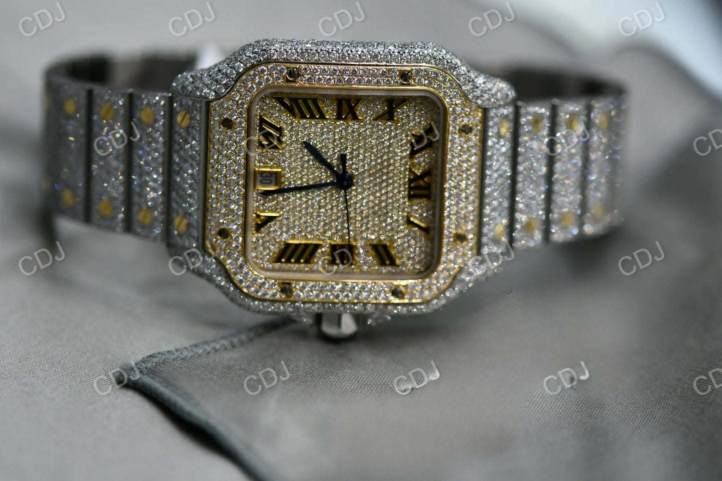 Trendy Bling Hip Hop Men's Watch Top Brand Luxury Iced Out Watch Gold Square Diamond Watch  customdiamjewel   