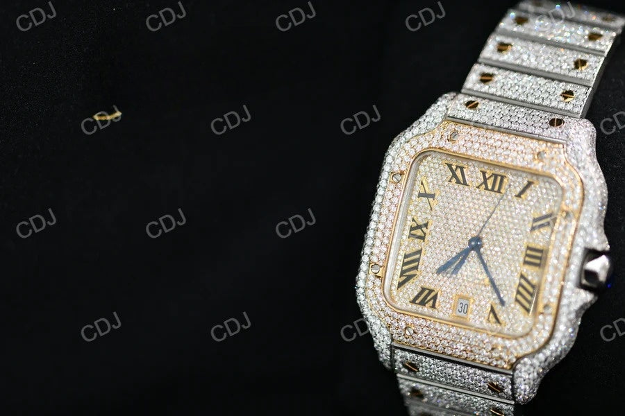 Trendy Bling Hip Hop Men's Watch Top Brand Luxury Iced Out Watch Gold Square Diamond Watch  customdiamjewel   