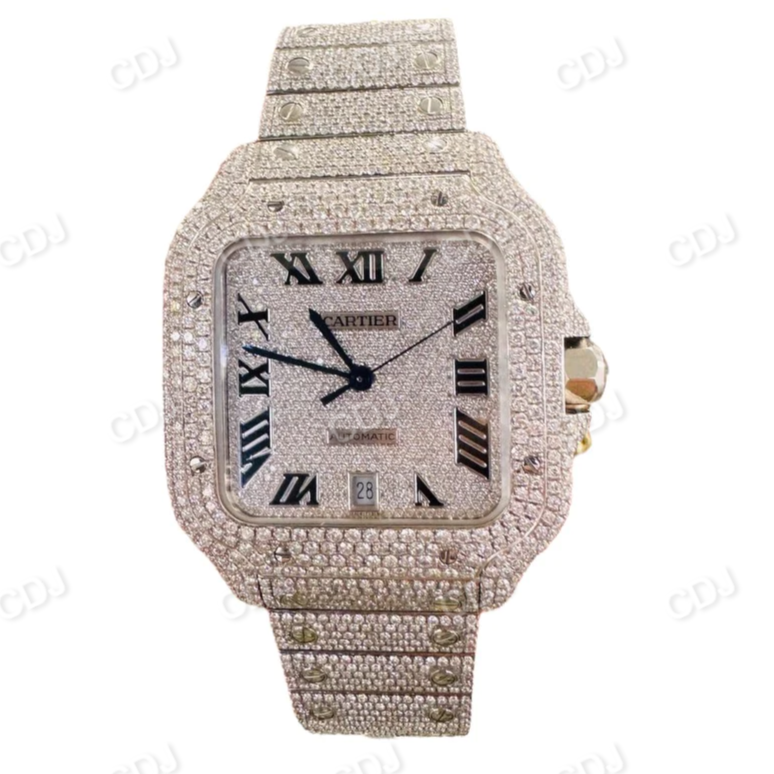 Cartier Lab Grown Diamond Hip Hop Swiss Made Automatic Buss Down Unisex Wrist Watch 28 Carat (Approx.)  customdiamjewel   