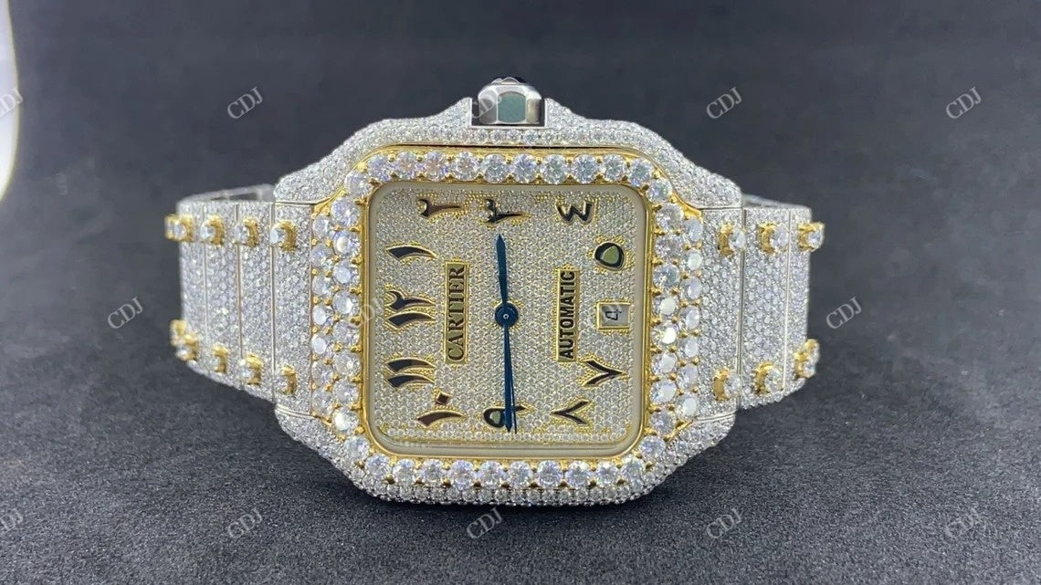 Cartier Santos Moissanite Men's Watch  customdiamjewel   