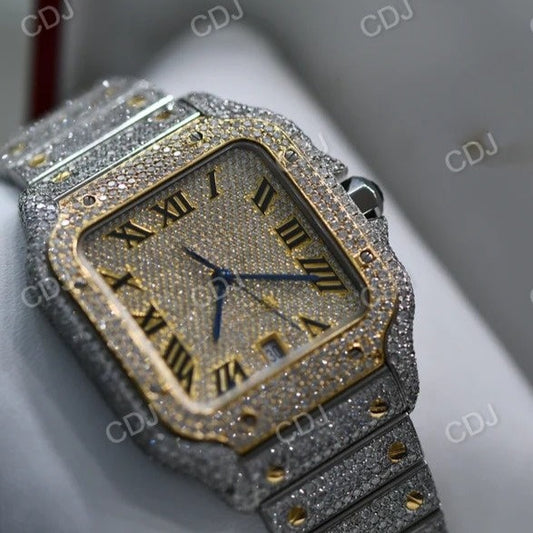 Trendy Bling Hip Hop Men's Watch Top Brand Luxury Iced Out Watch Gold Square Diamond Watch  customdiamjewel   