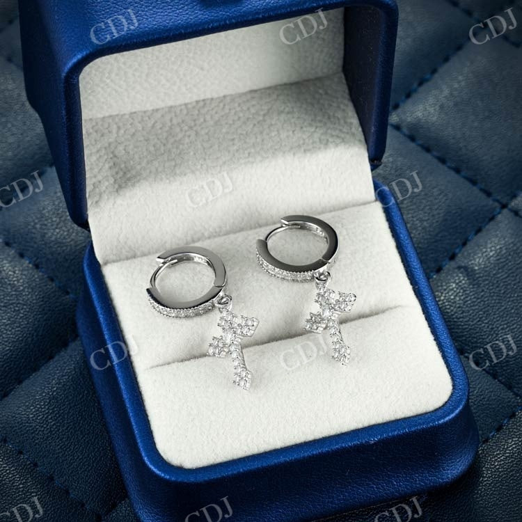 0.78 CTW Cross Hoop Hip Hop Earrings hip hop jewelry customdiamjewel   