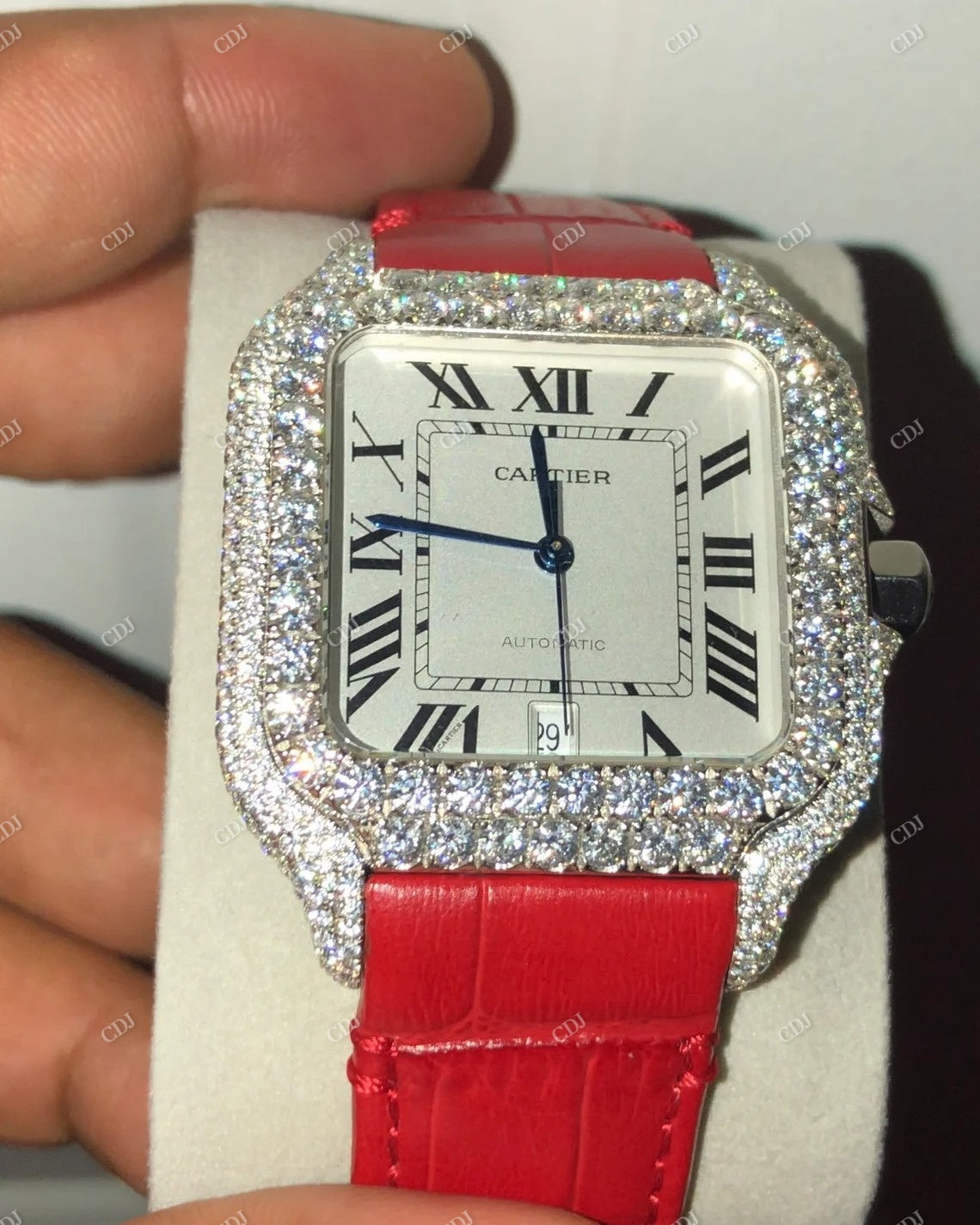 Cartier Santos Custom Diamond Watch  customdiamjewel   