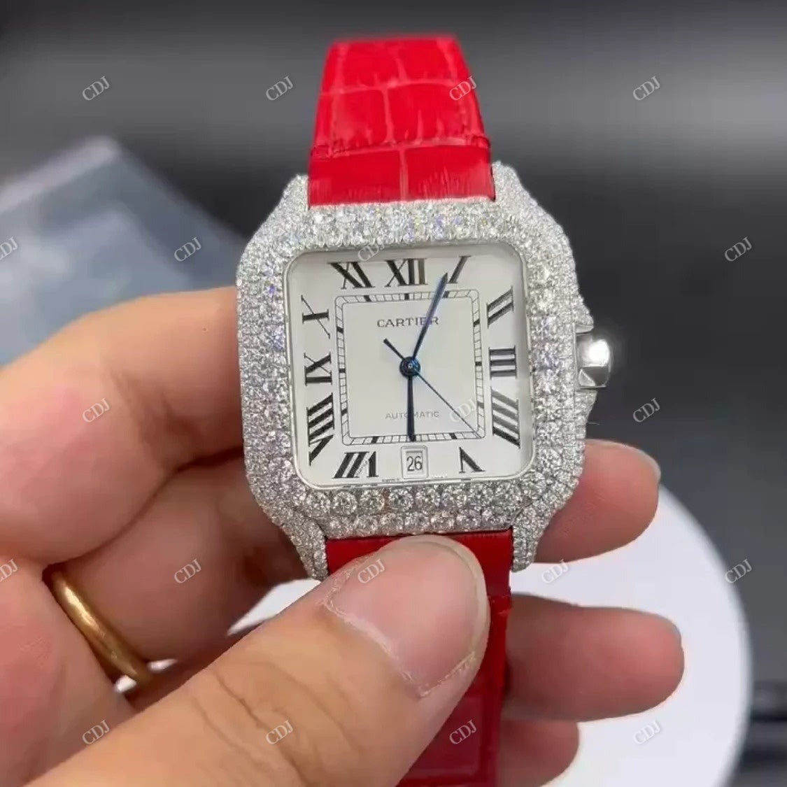 Cartier Santos Custom Diamond Watch  customdiamjewel   