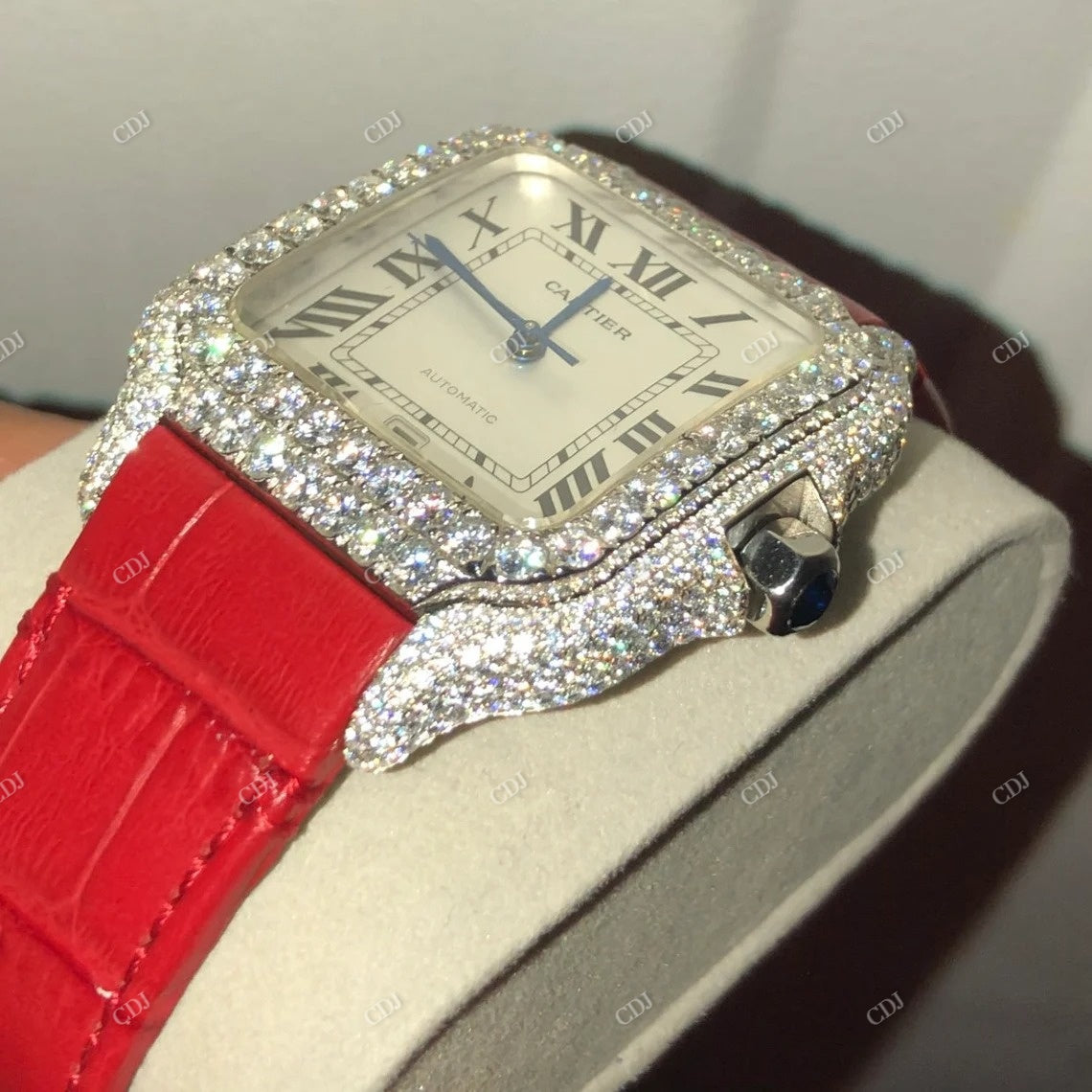 Cartier Santos Custom Diamond Watch  customdiamjewel   