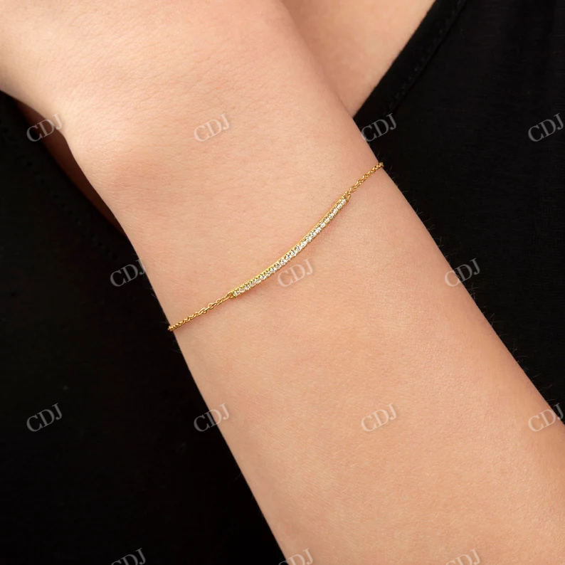 0.11CT Natural Diamond Minimalist Bar Set Bracelet  customdiamjewel   