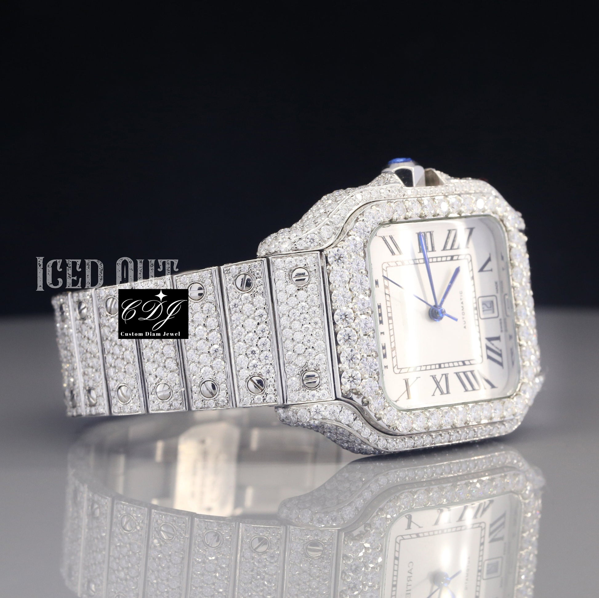 Best Selling men's luxuries watches Hip Hop Gold Genuine Diamond Fully Iced Out Watches Custom Logo jewelry watches from India  customdiamjewel   