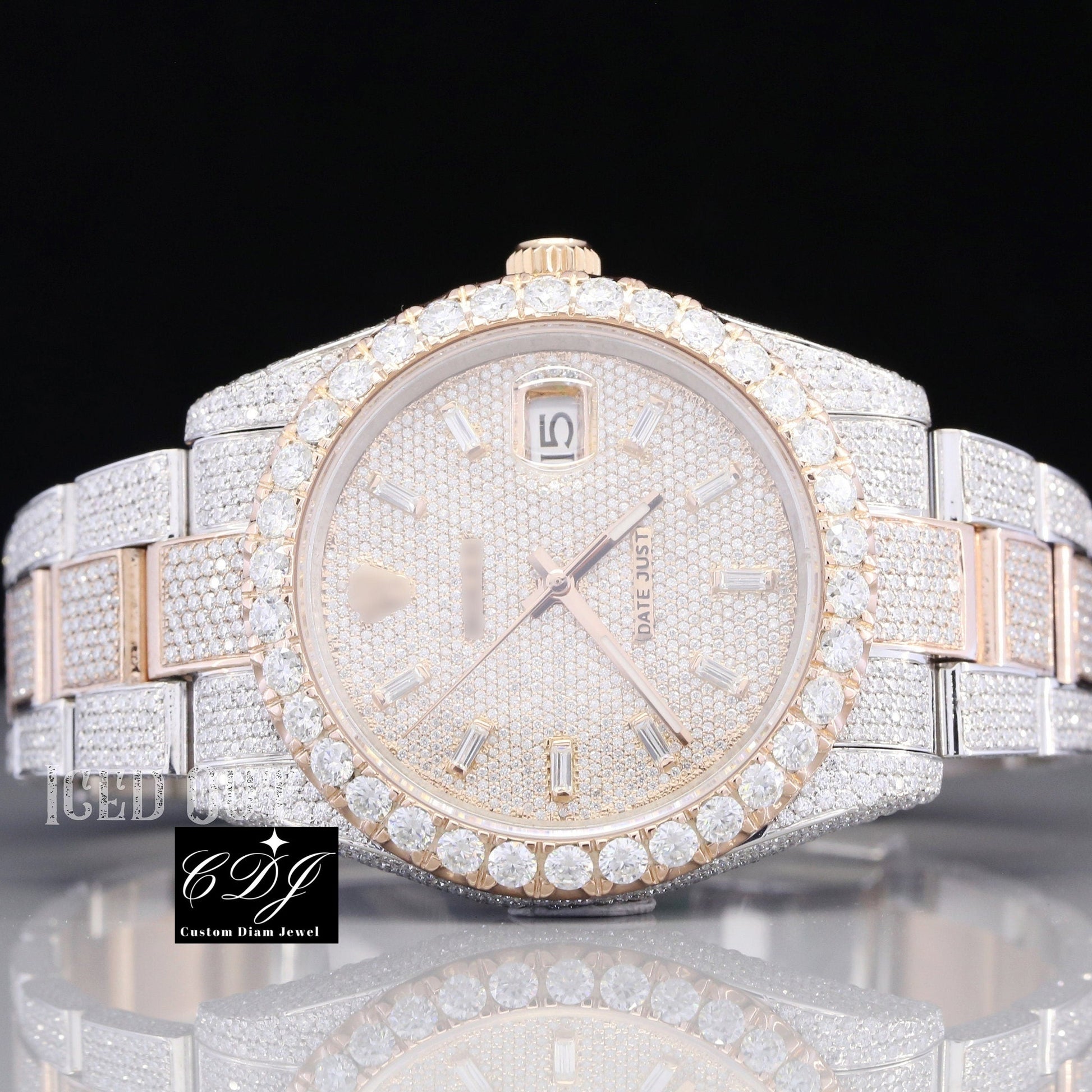 2023 Luxury Customized Automatics SI Bling Full Natural Diamond Watch For Men And Woman Hiphop Handmade Sparkling Designer Watch  customdiamjewel   