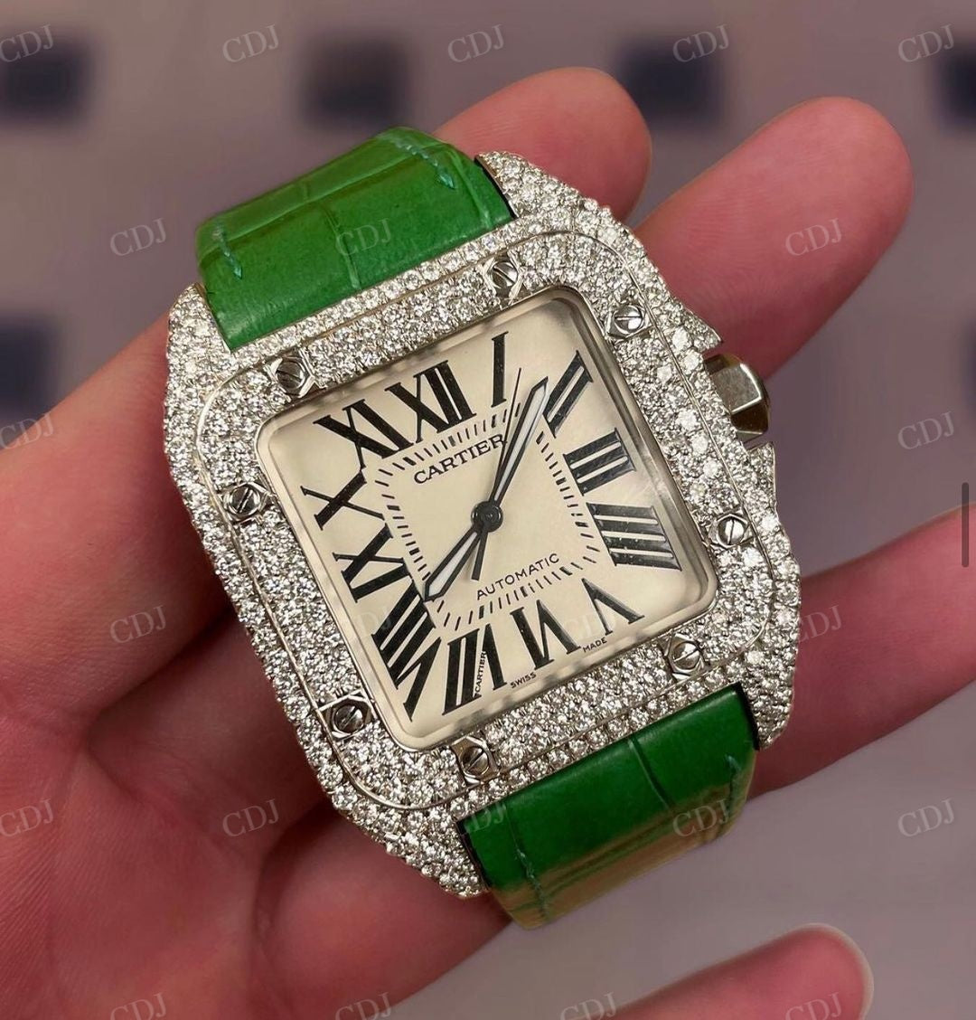 Green Belt Diamond Cartier Luxury Wrist Watch  customdiamjewel   