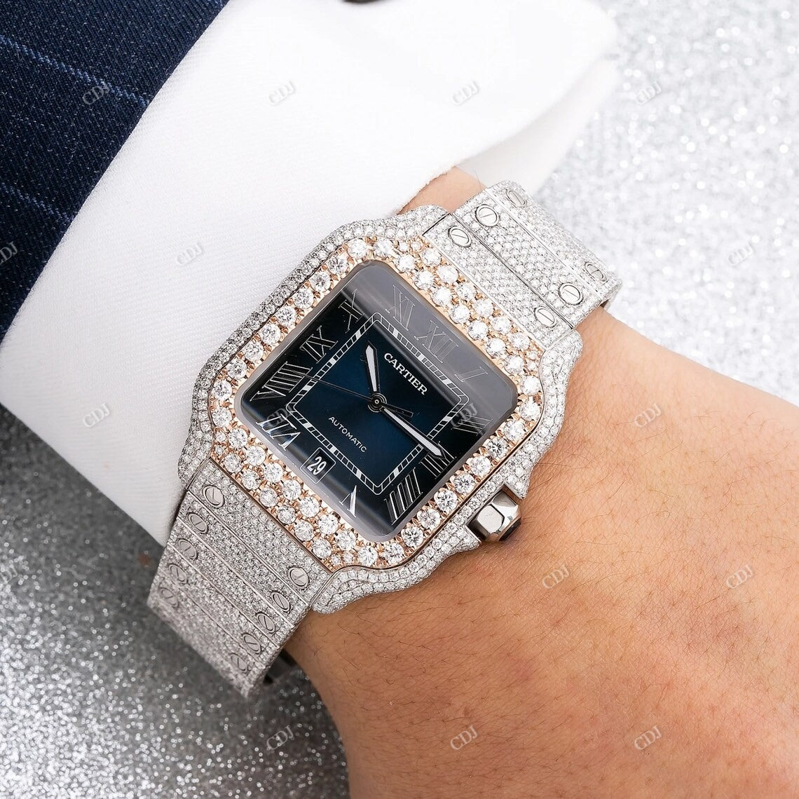 Cartier Santos Diamond Watch  customdiamjewel   