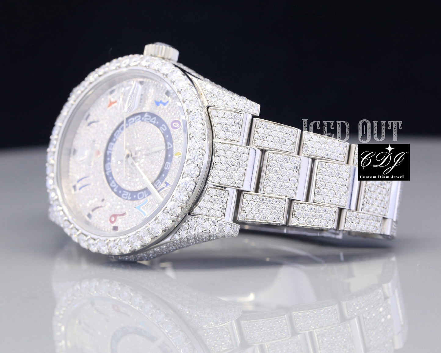 Wholesale High Luxury Jewelry Diamond Dial Watch VVS Moissanite Full Iced out Watches (20 to 23CTW Approx.)  customdiamjewel   