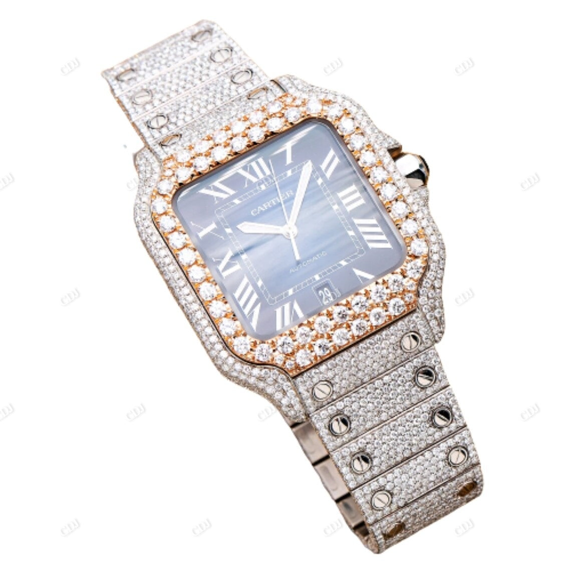 Cartier Santos Diamond Watch  customdiamjewel   