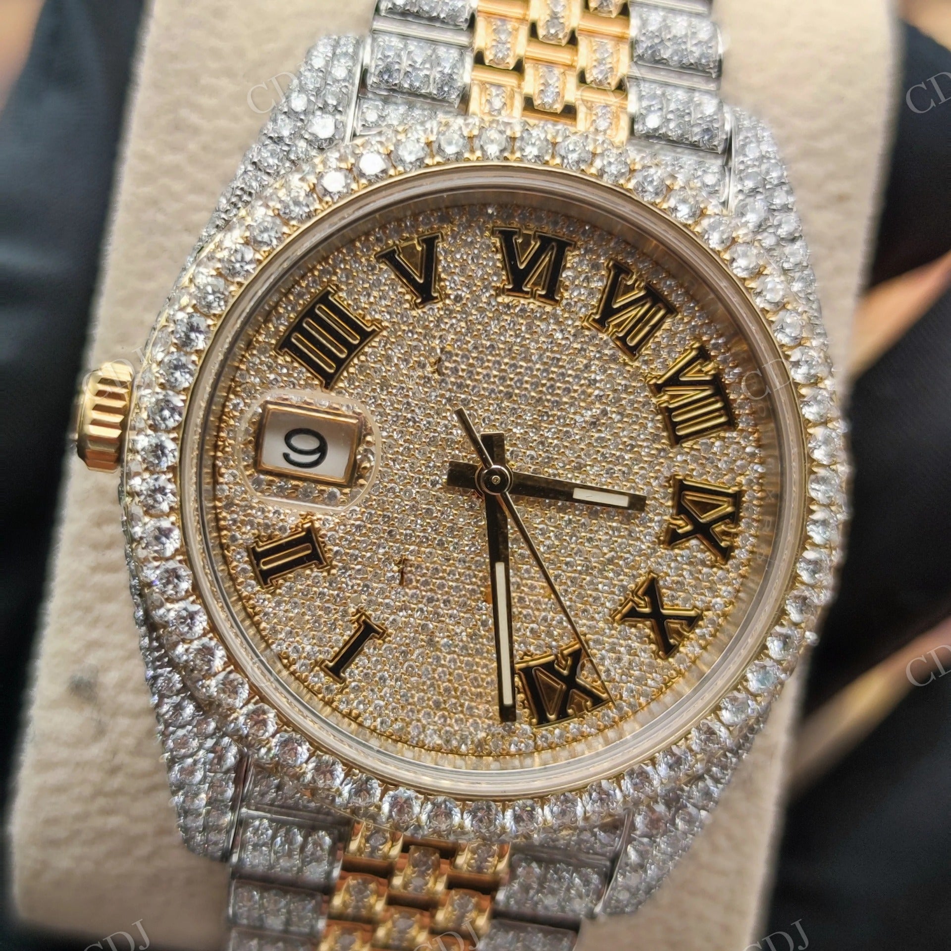 Fully Iced out Hip Hop style Certified DEF VVS Diamond Watch High Quality Hip Hop Quartz  Watch  customdiamjewel   