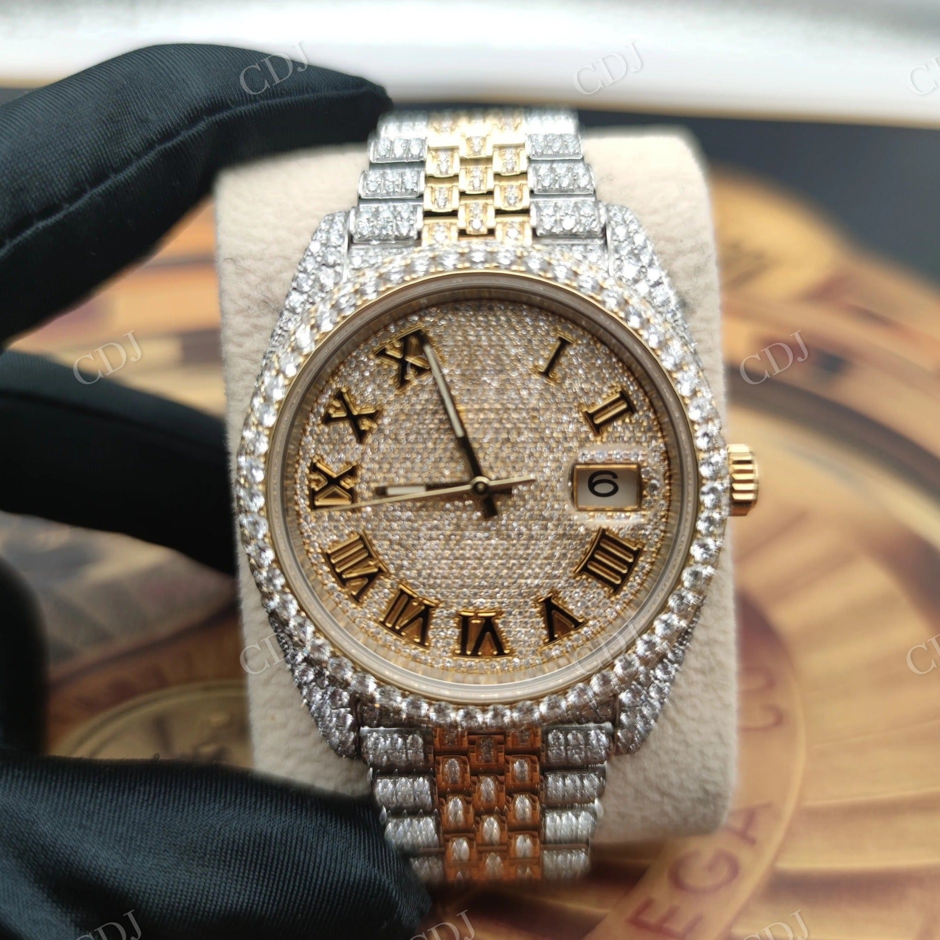 Fully Iced out Hip Hop style Certified DEF VVS Diamond Watch High Quality Hip Hop Quartz  Watch  customdiamjewel   