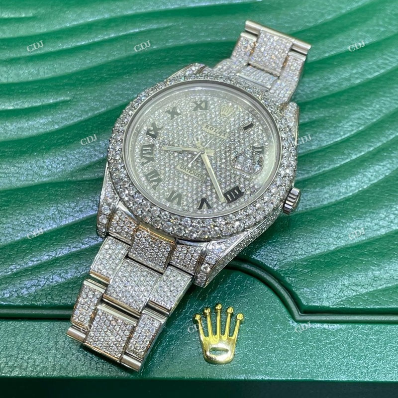 Bust Down Moissanite Rolex Oyster Belt Watch  customdiamjewel   