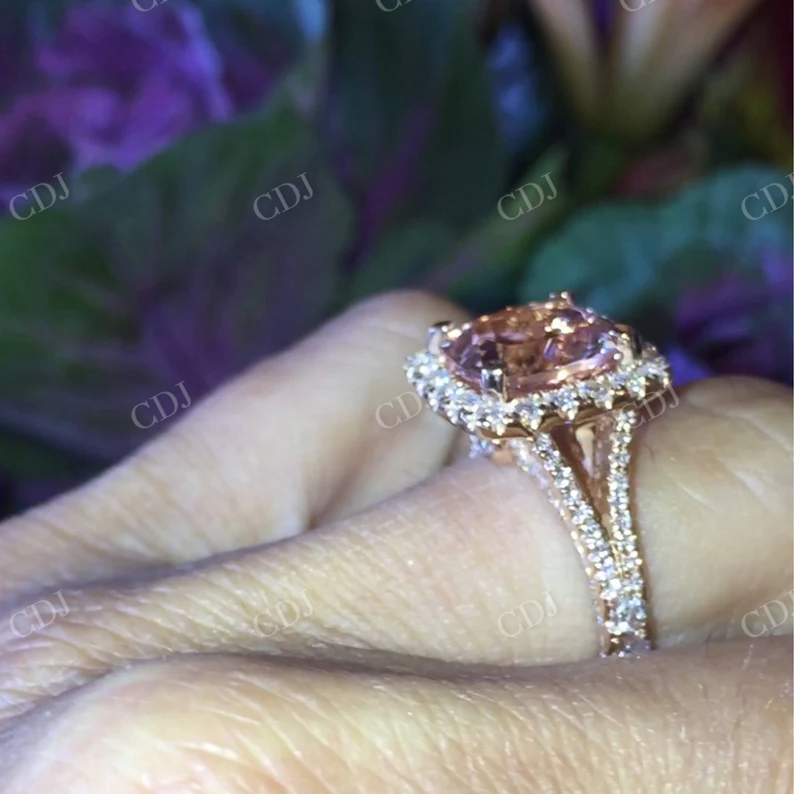 Cushion Cut Morganite Eternity Engagement Ring  customdiamjewel   