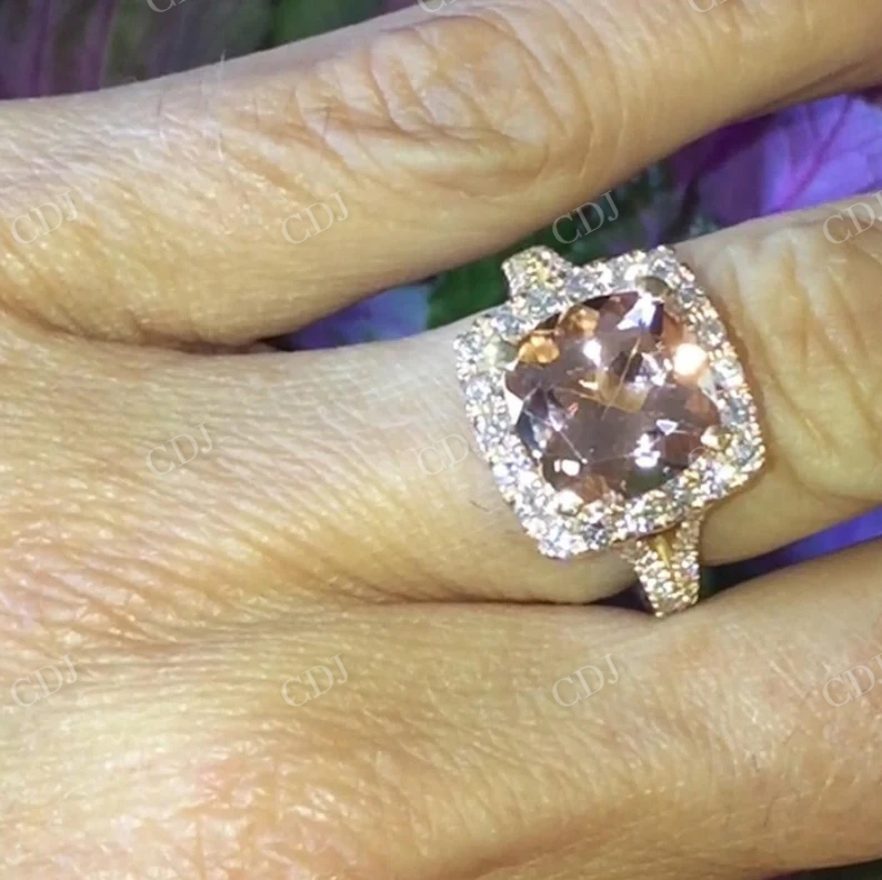 Cushion Cut Morganite Eternity Engagement Ring  customdiamjewel   