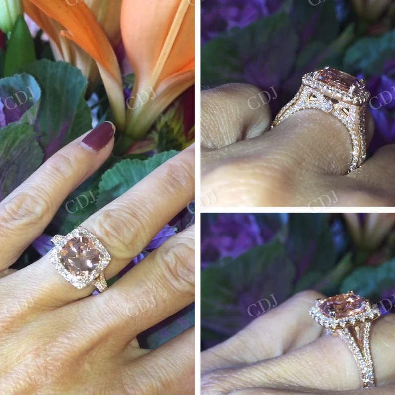 Cushion Cut Morganite Eternity Engagement Ring  customdiamjewel   