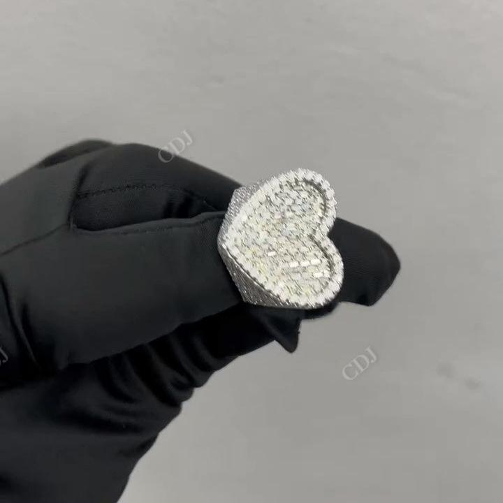 Heart Shape Iced Out Diamond 925 Silver Hip Hop Ring hip hop jewelry CustomDiamJewel   