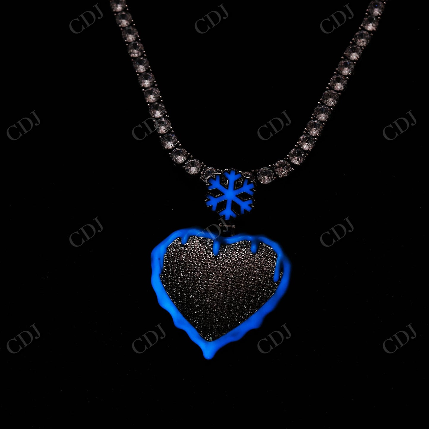 Hip Hop Diamond Enamel Heart Shape Pendant  CustomDiamJewel   