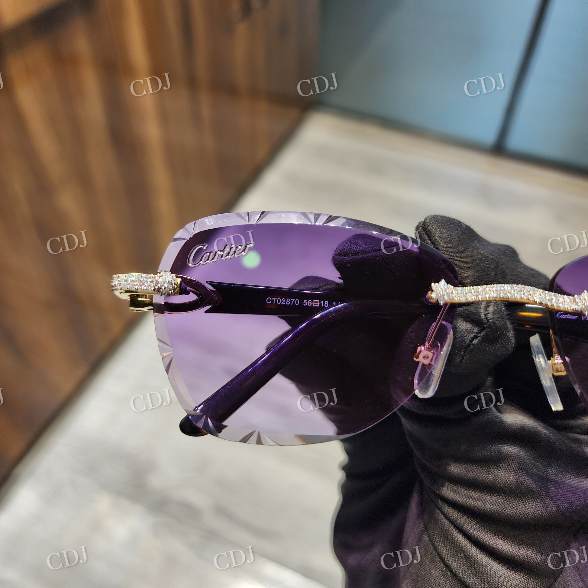 Trendy Purple Lens GRA Certified Moissanite Hip Hop Sunglasses hip hop jewelry CustomDiamJewel