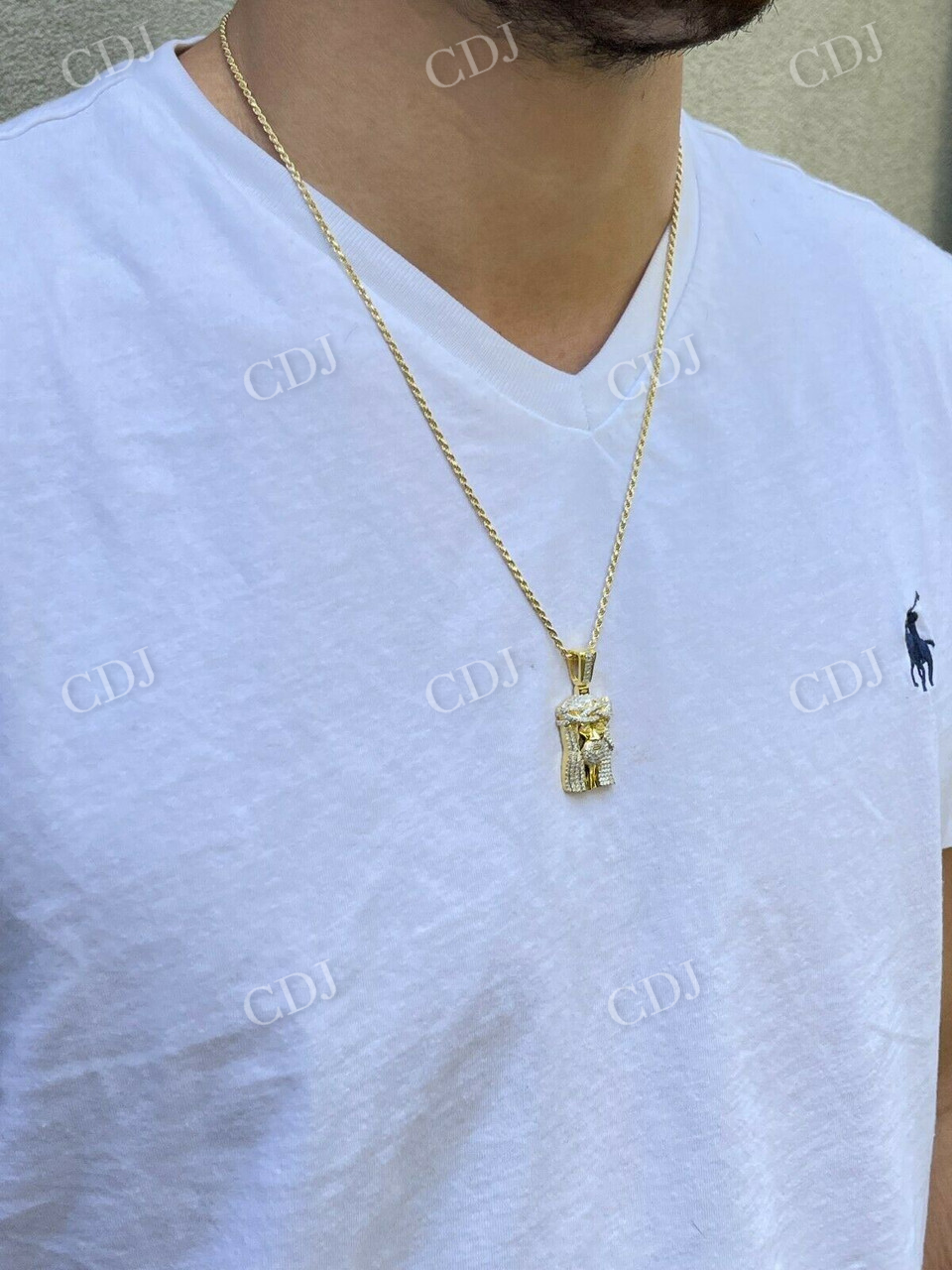 14K Gold Jesus Piece Diamond Pendant For Men  customdiamjewel   