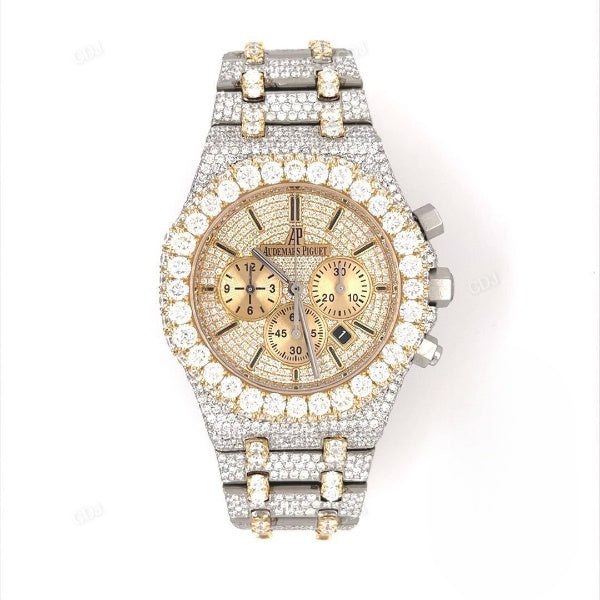 Two Tone Classic Men's Diamond Watches hip hop jewelry CustomDiamJewel   