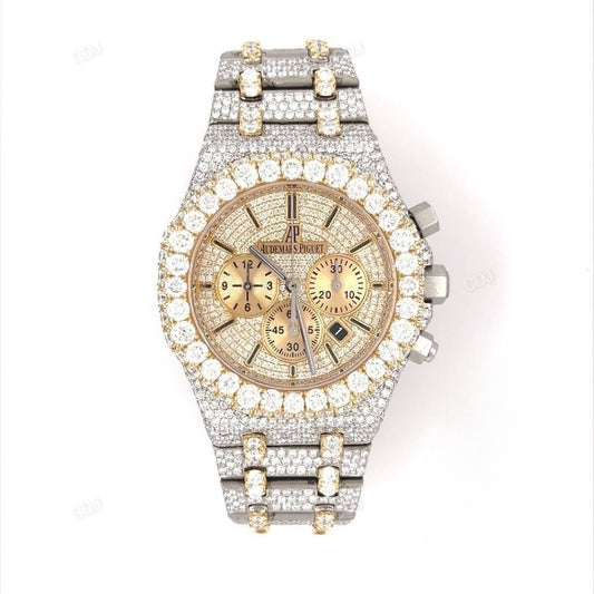 Two Tone Classic Men's Diamond Watches hip hop jewelry CustomDiamJewel   