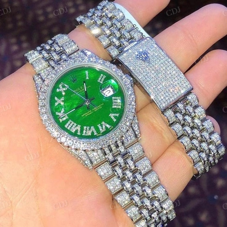 Green Dial Diamond Rolex Luxury Watch  customdiamjewel   