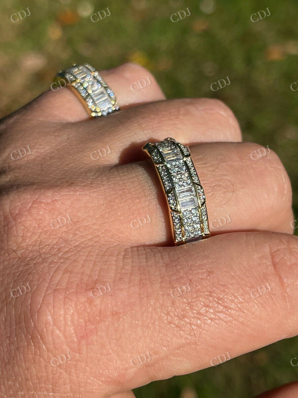 Real Iced Baguette Diamond Wedding Band  customdiamjewel   