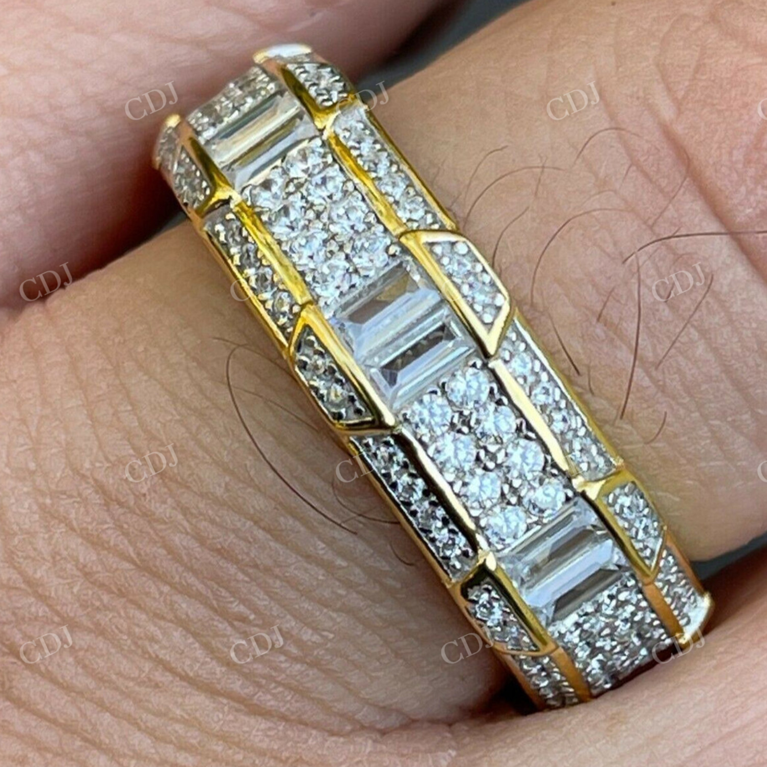 Real Iced Baguette Diamond Wedding Band  customdiamjewel   