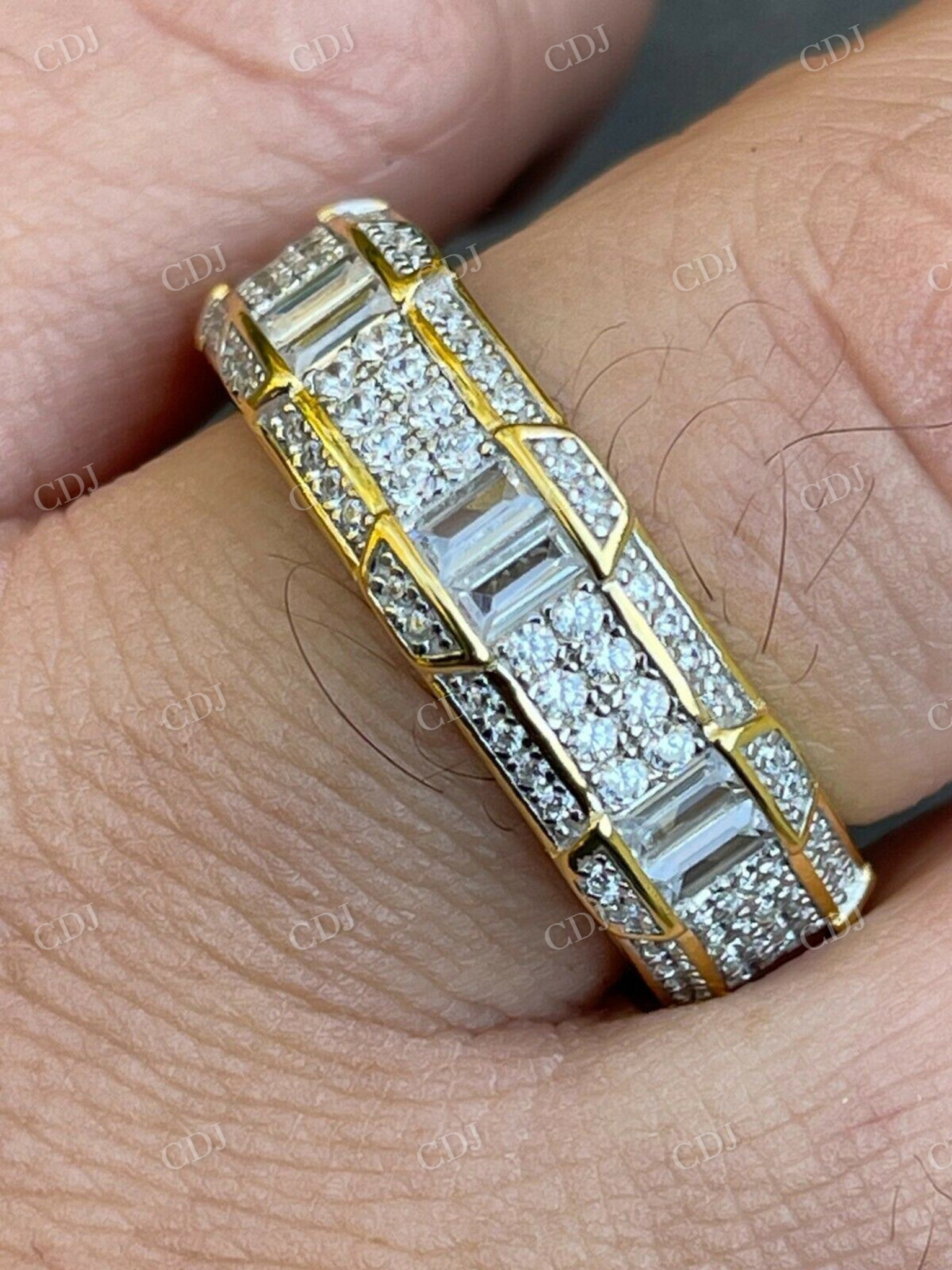 Real Iced Baguette Diamond Wedding Band  customdiamjewel   