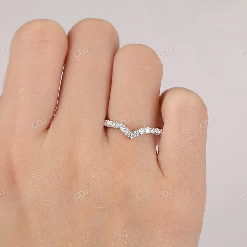 V Shaped Lab Grown Diamond Matching Wedding Band  customdiamjewel   