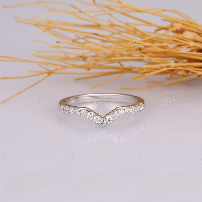 V Shaped Lab Grown Diamond Matching Wedding Band  customdiamjewel   