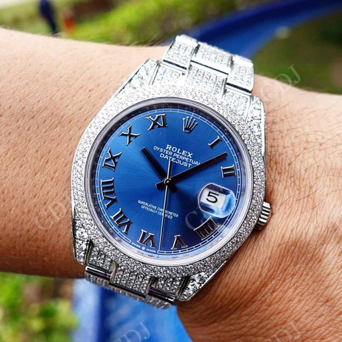 Custom Rolex Stainless Steel Diamond Watch  customdiamjewel   