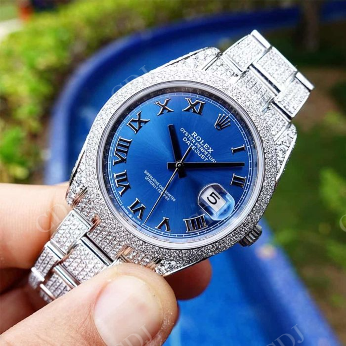 Custom Rolex Stainless Steel Diamond Watch  customdiamjewel   