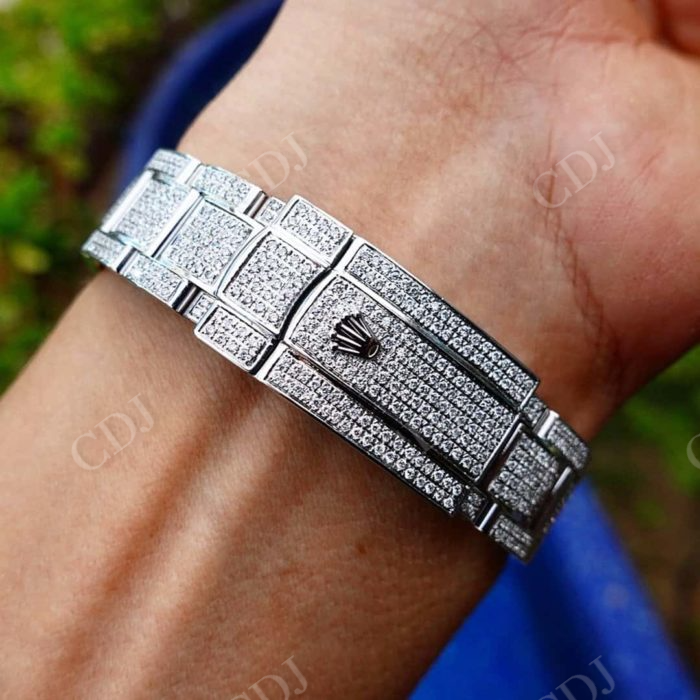 Custom Rolex Stainless Steel Diamond Watch  customdiamjewel   