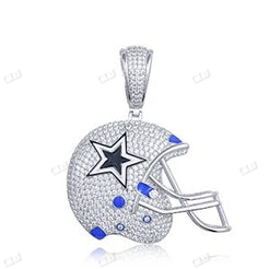 S925 Moissanite Dallas Football Helmet Pendant hip hop jewelry CustomDiamJewel