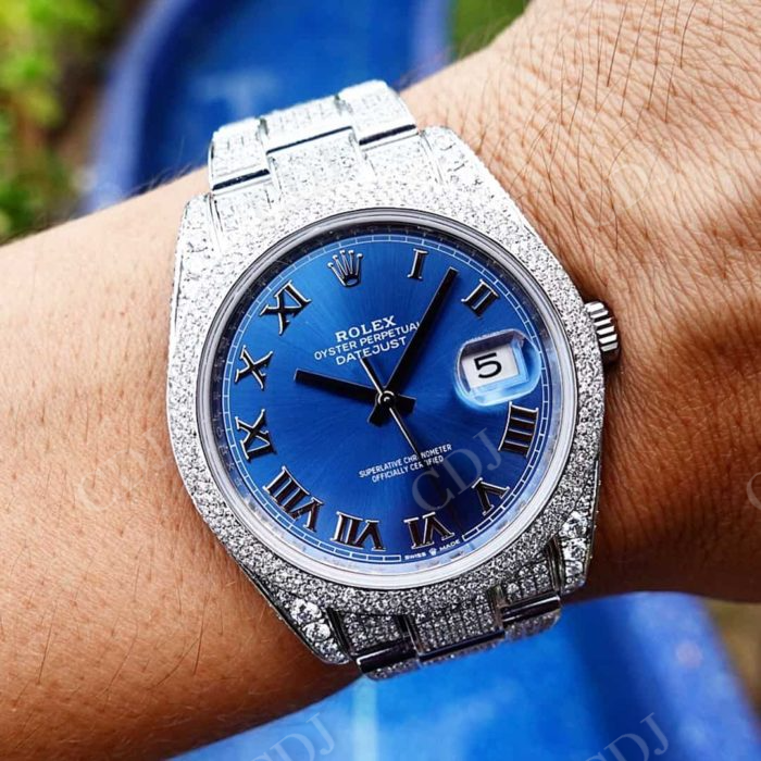 Custom Rolex Stainless Steel Diamond Watch  customdiamjewel   