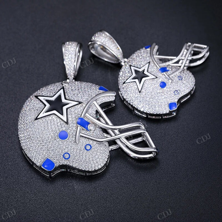 S925 Moissanite Dallas Football Helmet Pendant hip hop jewelry CustomDiamJewel