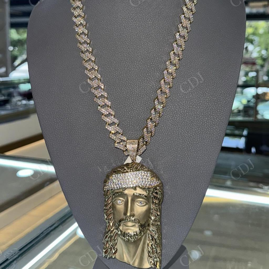 10K Yellow Gold Diamond Hip Hop Jesus Face Pendant hip hop jewelry CustomDiamJewel   